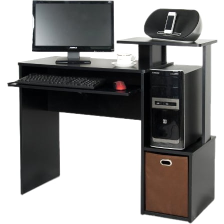 Furinno Econ Multipurpose Home Office Computer Writing Desk with Bin, Black