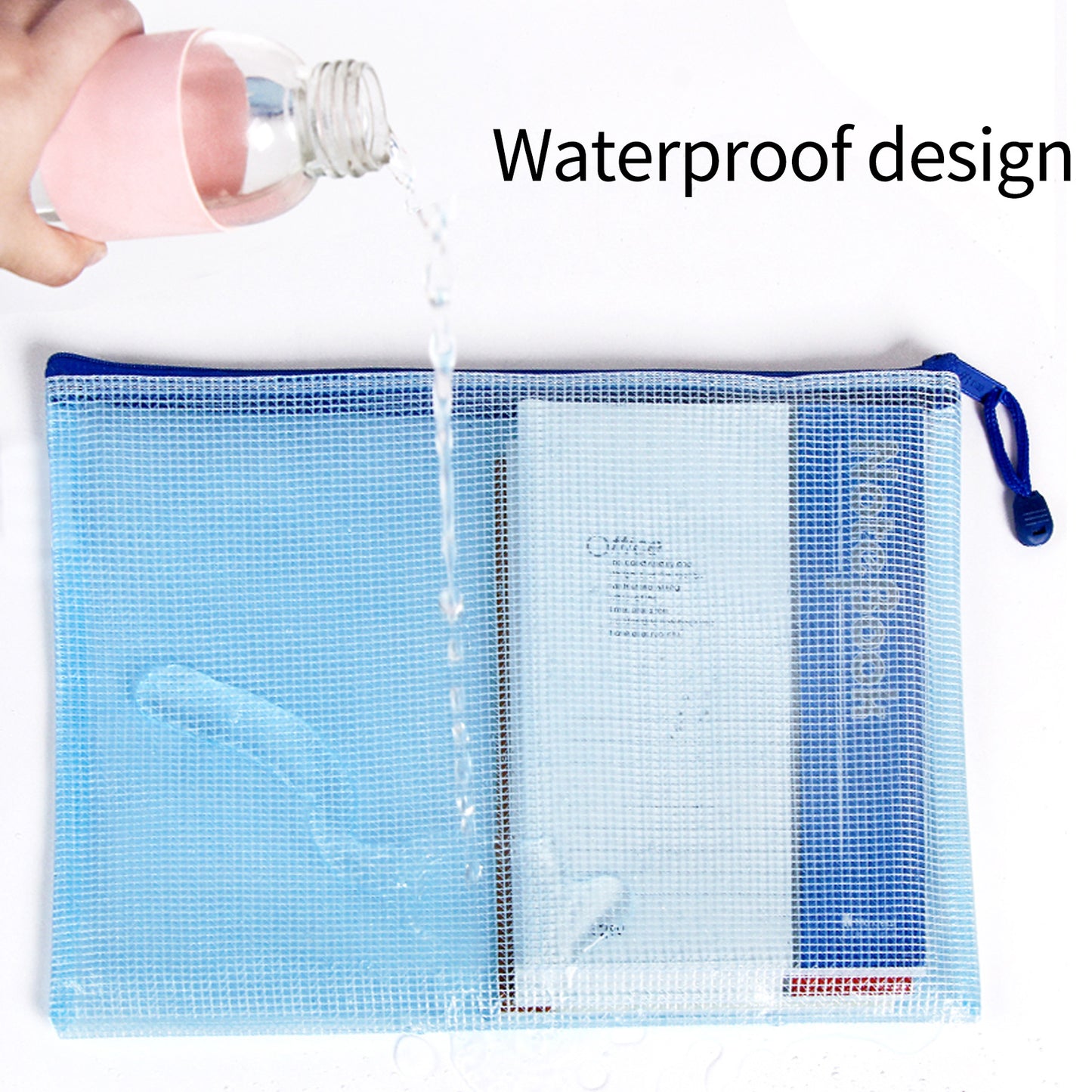 WWW A4 Plastic Zip Wallets Folder, 10PCS Mesh Zipper Pouch Document Wallet, A4 Zipper File Folders, Zip Lock Bags for School Office Household Travel Supplies