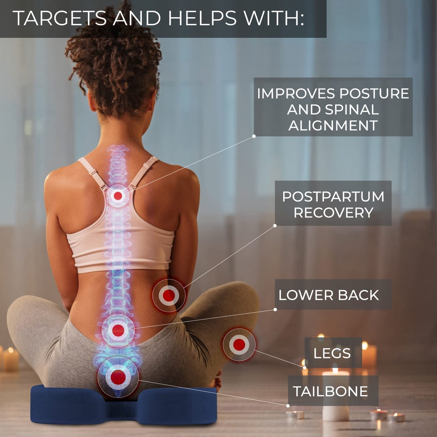 Everlasting Comfort Seat Cushion for Tailbone Pain Relief - Office Chair Cushion w/Premium ComfortFoam™ for All-Day Sitting Support - Coccyx, Sciatica Pain Relief Pillow for Desk Chair, Car Seat