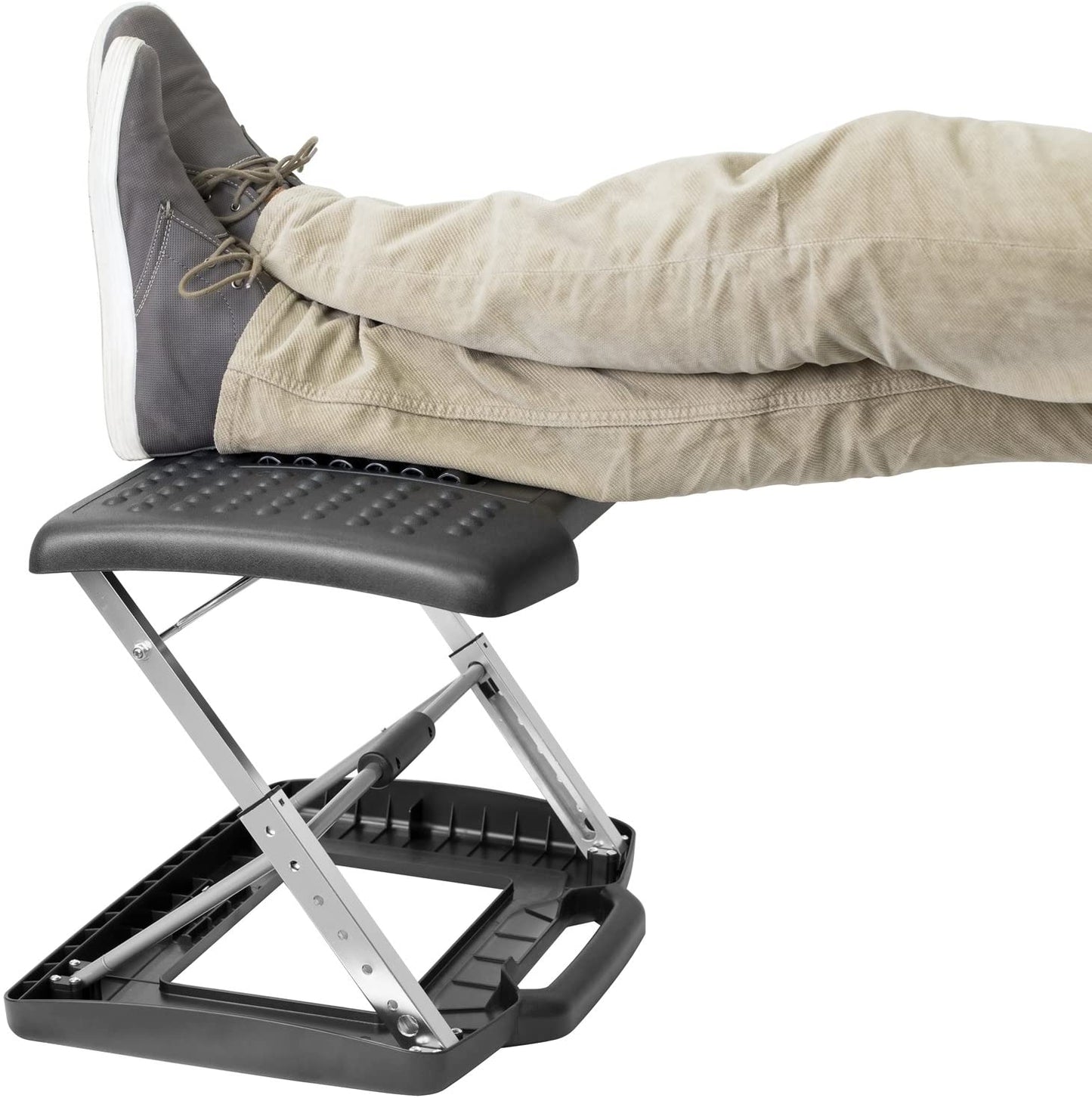 Mount-It! Adjustable Footrest with Massaging Bead | Adjustable Height and Tilt Office Foot Rest Stool for Under Desk Support | 5 Height Settings, 3 Tilt Settings | Black