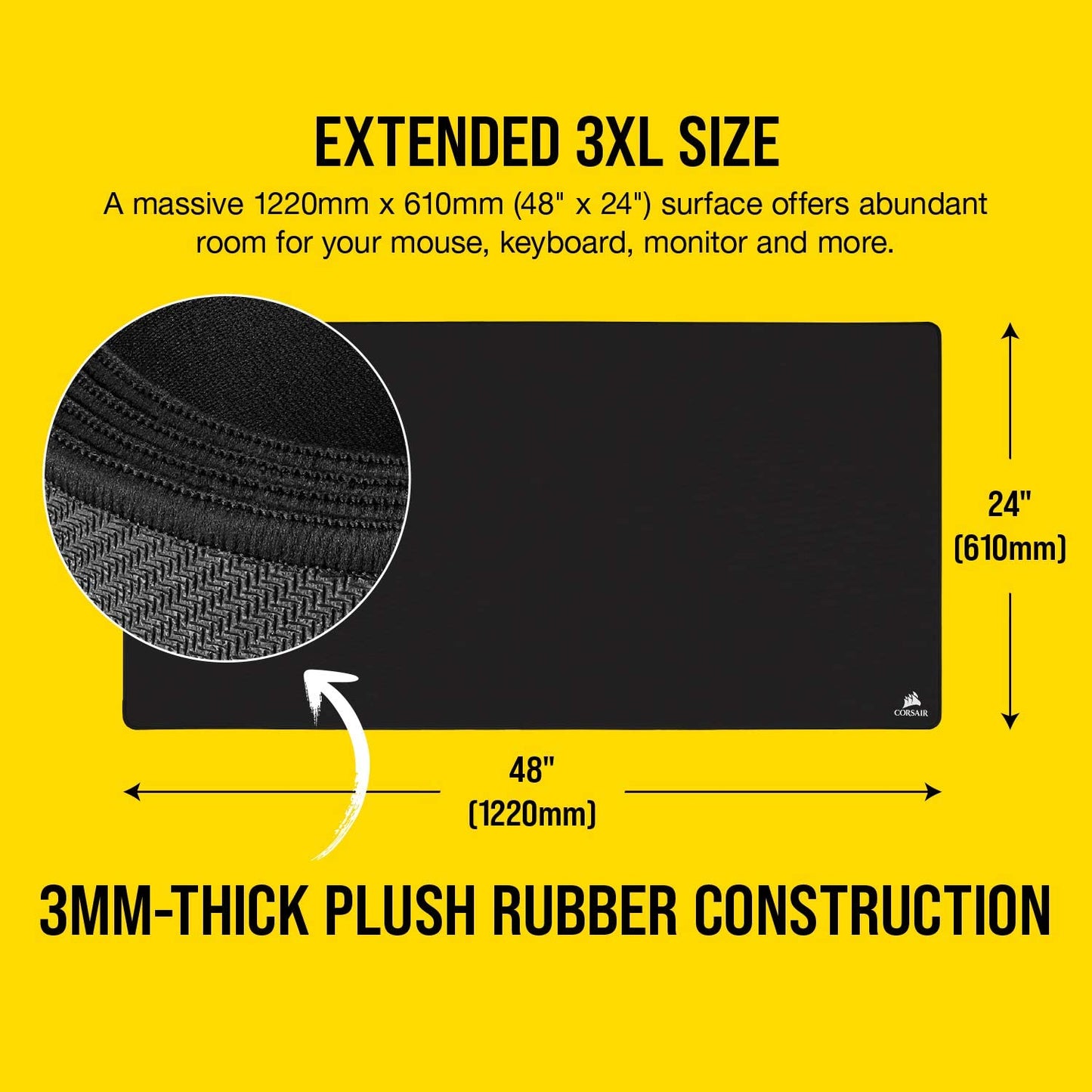 CORSAIR MM350 - Premium Anti-Fray Extra Thick Cloth Gaming Mouse Pad - Extended XL, Graphic