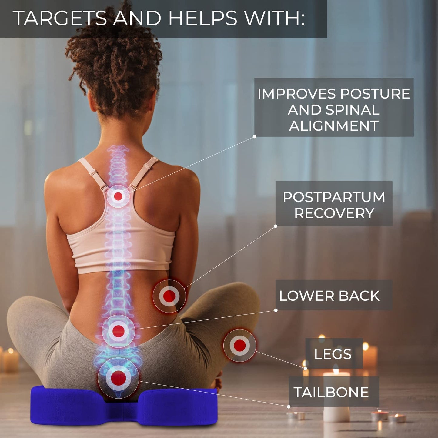 Everlasting Comfort Seat Cushion for Tailbone Pain Relief - Office Chair Cushion w/Premium ComfortFoam™ for All-Day Sitting Support - Coccyx, Sciatica Pain Relief Pillow for Desk Chair, Car Seat