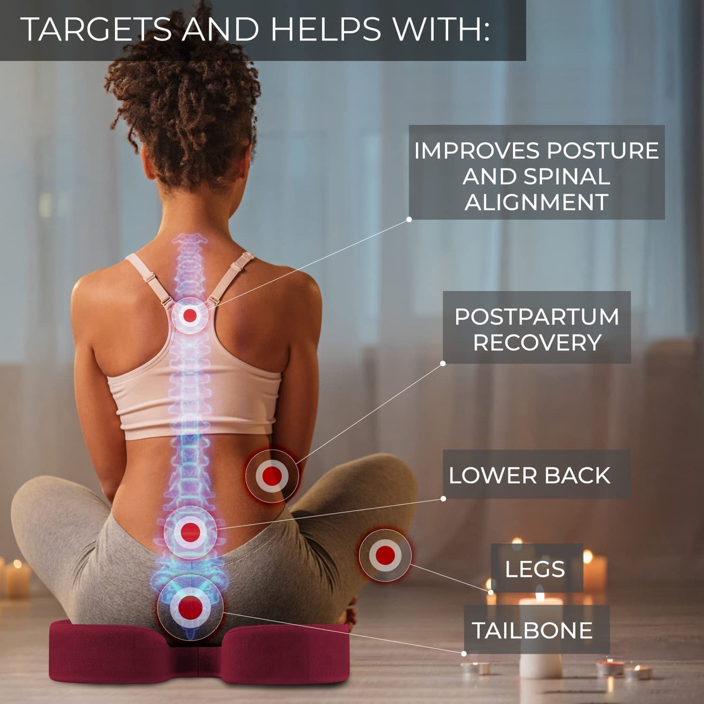 Everlasting Comfort Seat Cushion for Tailbone Pain Relief - Office Chair Cushion w/Premium ComfortFoam™ for All-Day Sitting Support - Coccyx, Sciatica Pain Relief Pillow for Desk Chair, Car Seat
