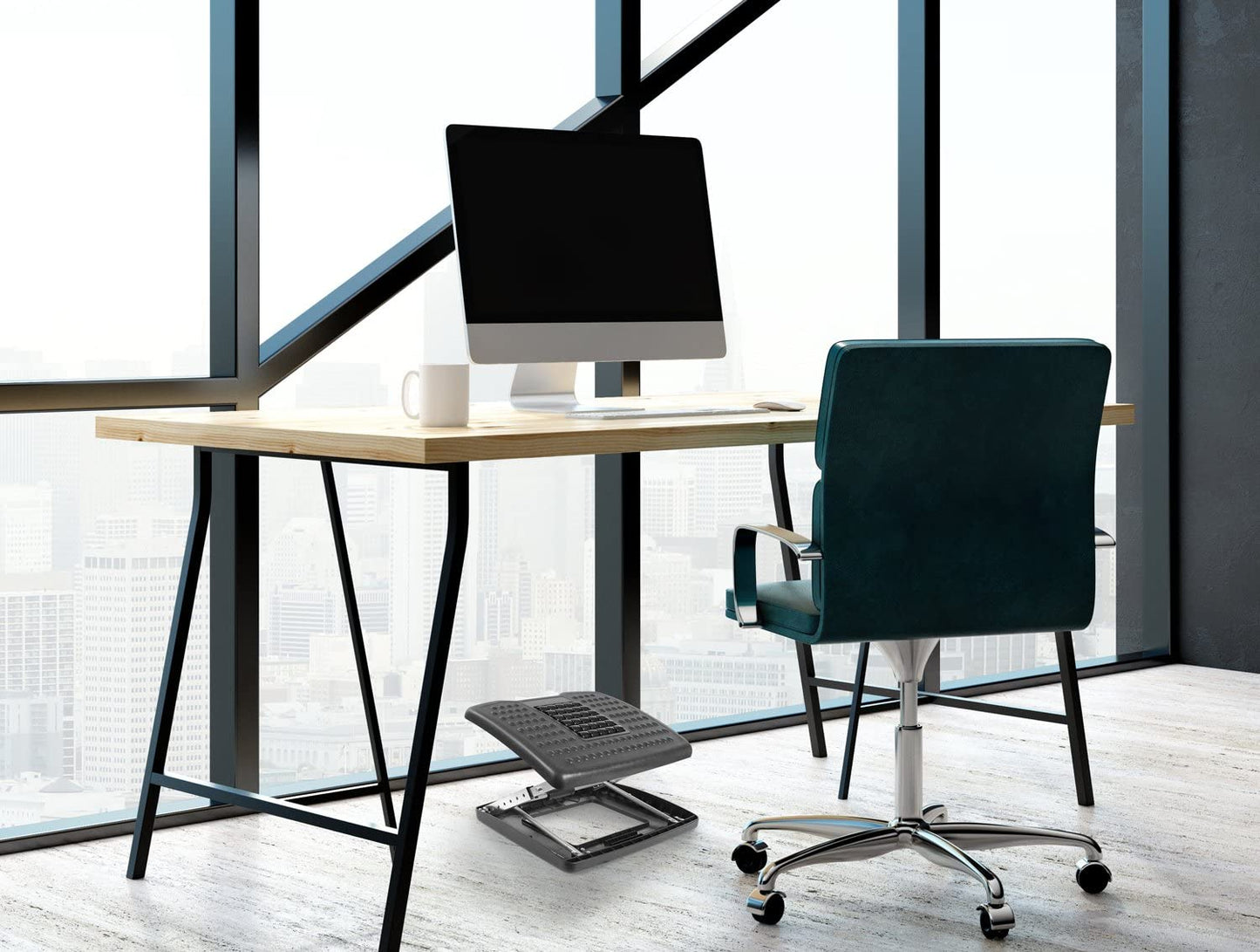 Mount-It! Adjustable Footrest with Massaging Bead | Adjustable Height and Tilt Office Foot Rest Stool for Under Desk Support | 5 Height Settings, 3 Tilt Settings | Black