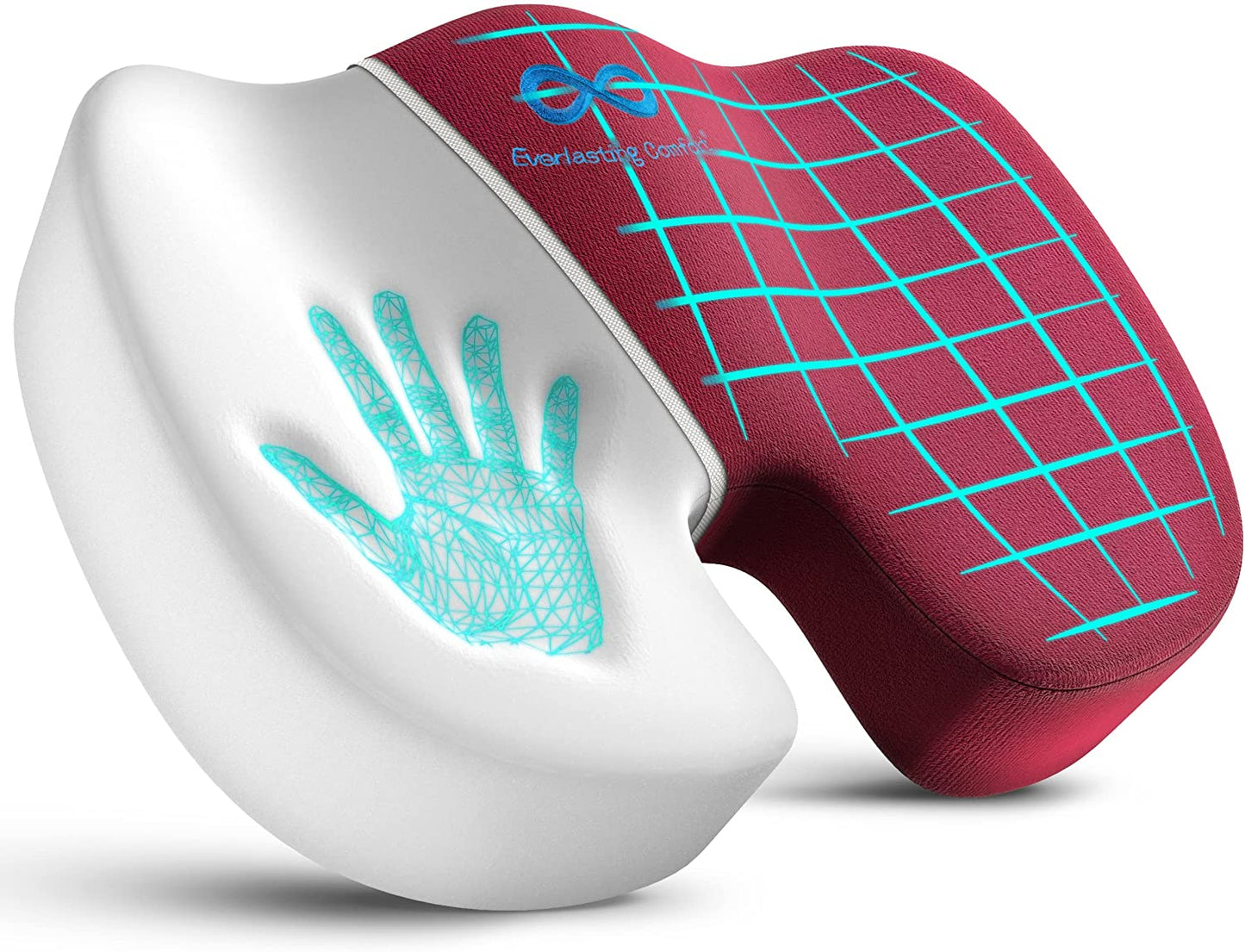 Everlasting Comfort Seat Cushion for Tailbone Pain Relief - Office Chair Cushion w/Premium ComfortFoam™ for All-Day Sitting Support - Coccyx, Sciatica Pain Relief Pillow for Desk Chair, Car Seat