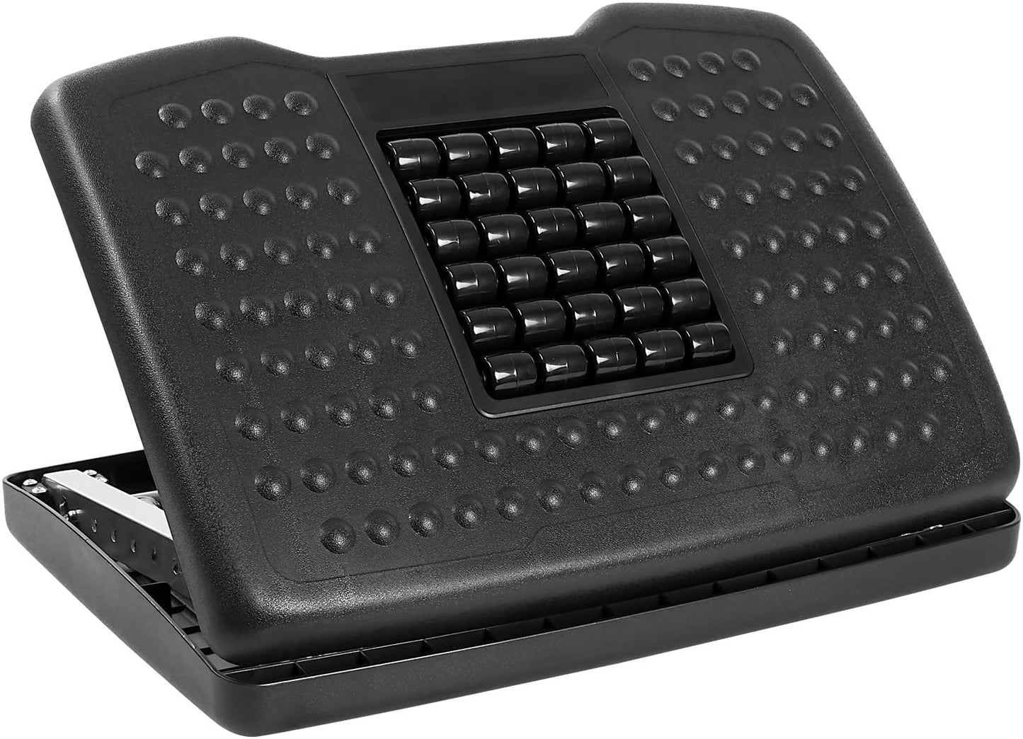 Mount-It! Adjustable Footrest with Massaging Bead | Adjustable Height and Tilt Office Foot Rest Stool for Under Desk Support | 5 Height Settings, 3 Tilt Settings | Black