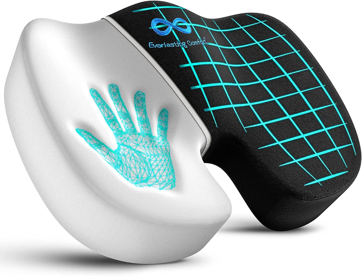 Everlasting Comfort Seat Cushion for Tailbone Pain Relief - Office Chair Cushion w/Premium ComfortFoam™ for All-Day Sitting Support - Coccyx, Sciatica Pain Relief Pillow for Desk Chair, Car Seat