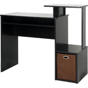 Furinno Econ Multipurpose Home Office Computer Writing Desk with Bin, Black