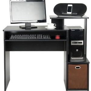 Furinno Econ Multipurpose Home Office Computer Writing Desk with Bin, Black