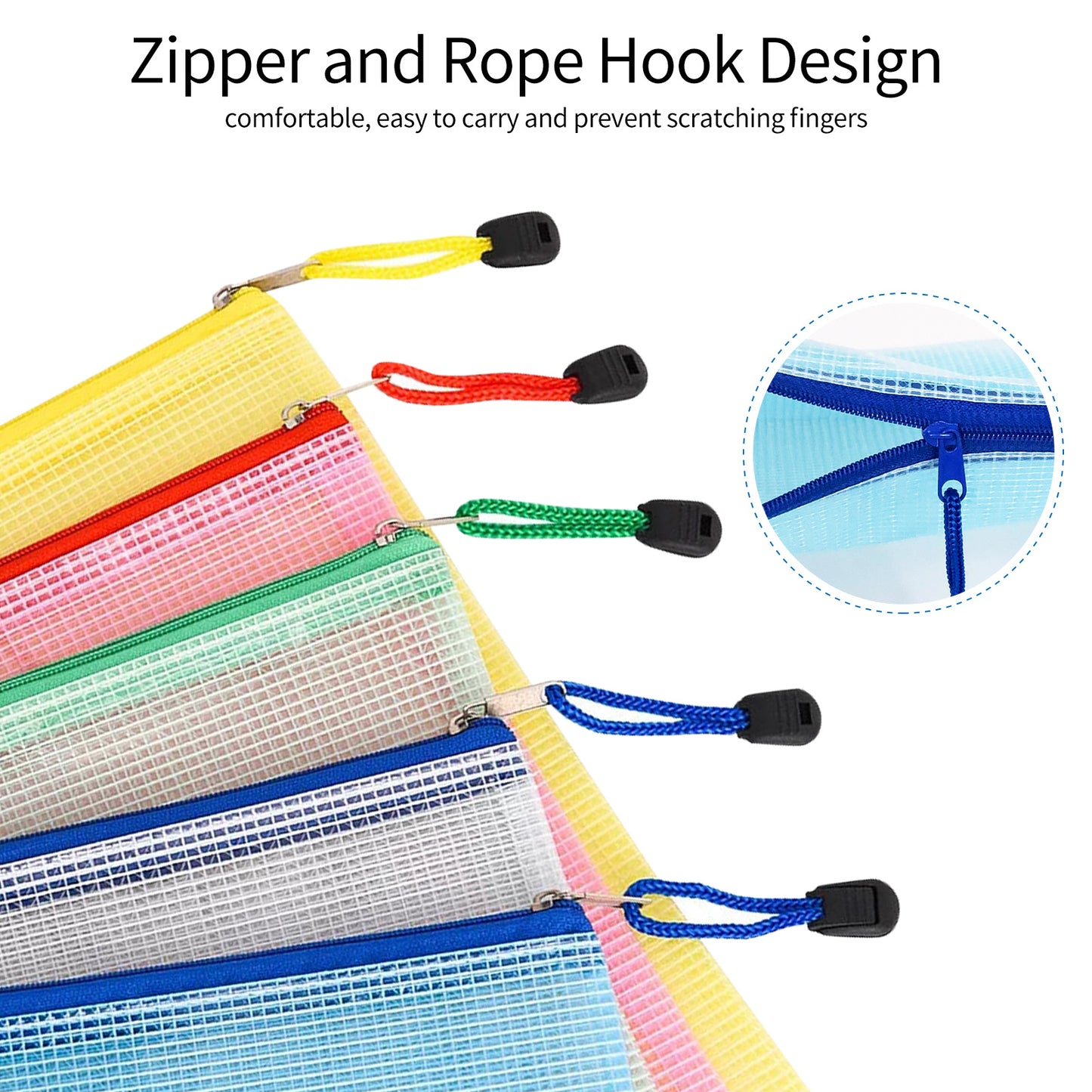 WWW A4 Plastic Zip Wallets Folder, 10PCS Mesh Zipper Pouch Document Wallet, A4 Zipper File Folders, Zip Lock Bags for School Office Household Travel Supplies