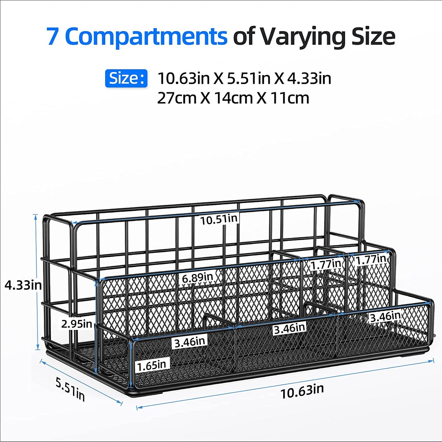 Yecaye Mesh Desk Organizer Multifunctional Desktop Organizer Office Supplies Holder Black