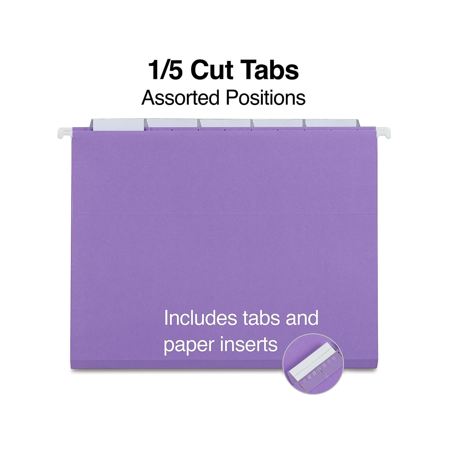 Staples Hanging File Folder 5-Tab Letter Size Purple 50/Carton ST419200-CCVS