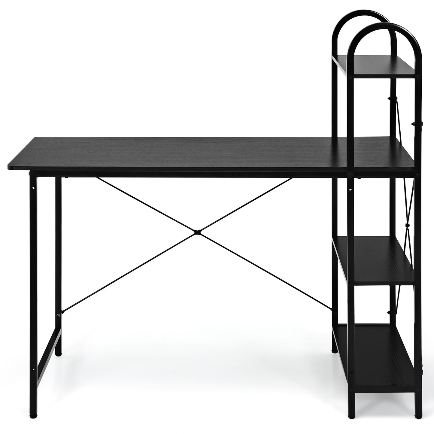 Costway 48'' Reversible Computer Desk Writing Table Workstation w/ Storage Shelf Black