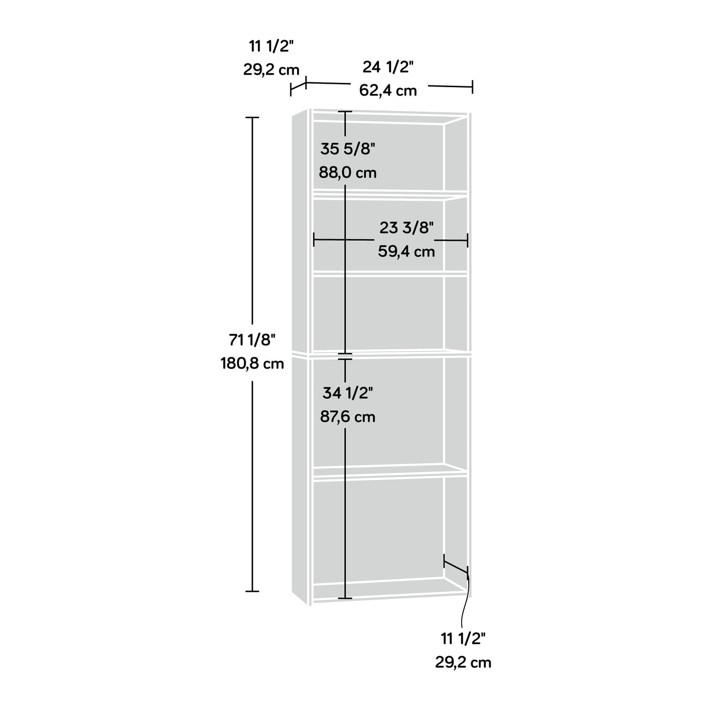 Sauder Beginnings 5 -Shelf Bookcase, Soft White Finish
