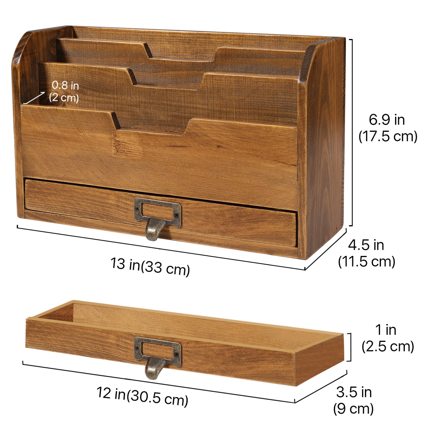 3 Tier Wooden Desk Organizer, Brown