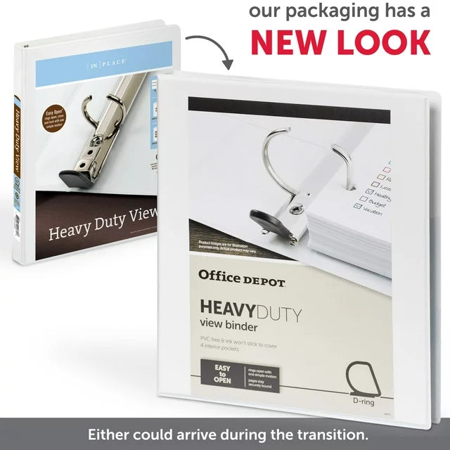 Office Depot Heavy-Duty View 3-Ring Binder, 3" D-Rings, Pack Of 2