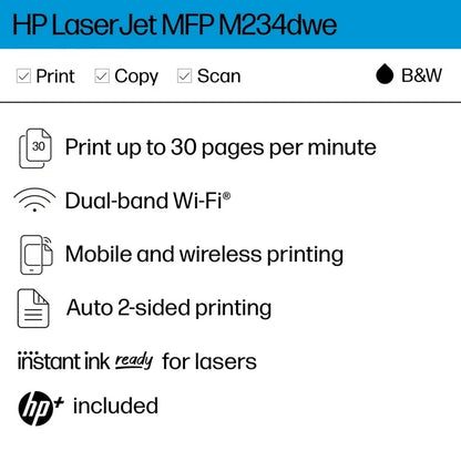HP LaserJet MFP M234dwe Wireless Black & White Laser Printer