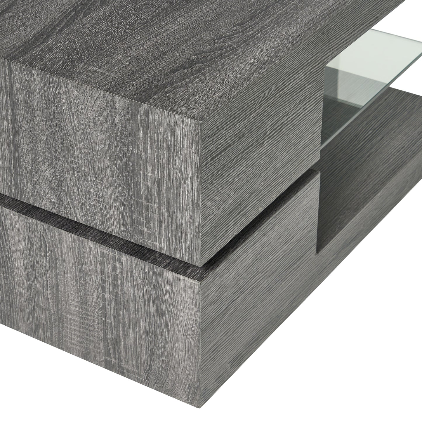 Noble House Maynard Rectangular Mod Coffee Table with Glass, Black
