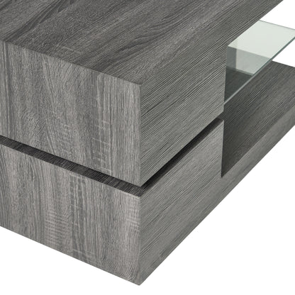 Noble House Maynard Rectangular Mod Coffee Table with Glass, Black