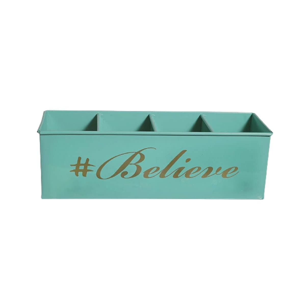 Dudki Believe Printed Desk Organizer Metal Decorative Pen Pencil Caddy Holder Storage Box For Desktop