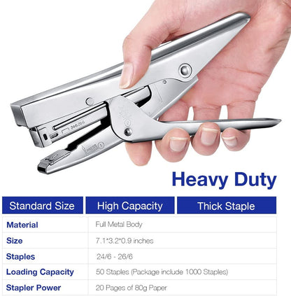 LandHope Heavy Duty Stapler, Durable Office Stapler with Stapler Remover, 1000 Staples, 20-Sheet Capacity, Metal Plier Desktop Stapler for Newspapers Homework, Silver