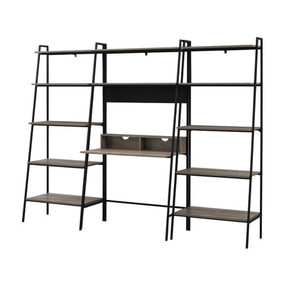 Walker Edison 3PC Home Office Wood Desk Set in Gray Wash