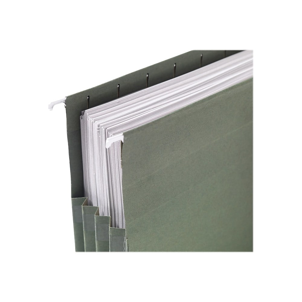 Staples Hanging File Folders 3-1/2" Expansion Ltr Gn 4/PK 260828