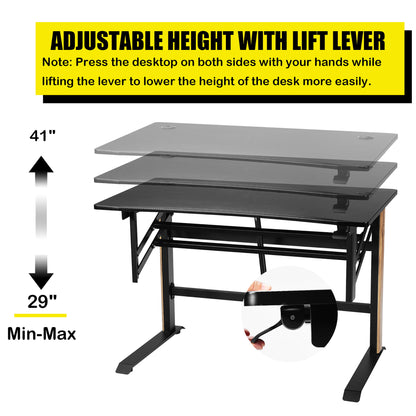 Costway Pneumatic Height Adjustable Standing Desk Sit to Stand Computer Desk Workstaion