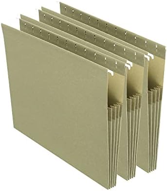 Staples 260828 Hanging File Folders 3-1/2-Inch Expansion LTR Gn 4/Pk