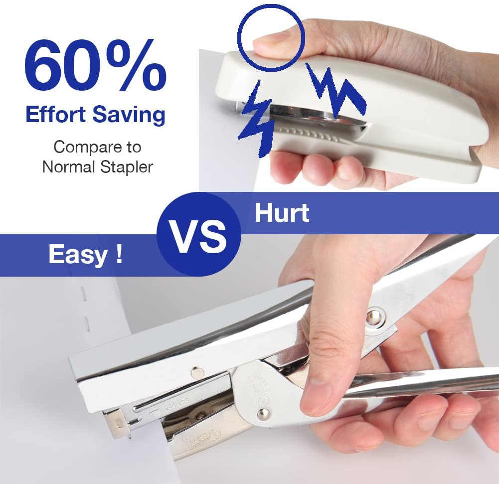 LandHope Heavy Duty Stapler, Durable Office Stapler with Stapler Remover, 1000 Staples, 20-Sheet Capacity, Metal Plier Desktop Stapler for Newspapers Homework, Silver