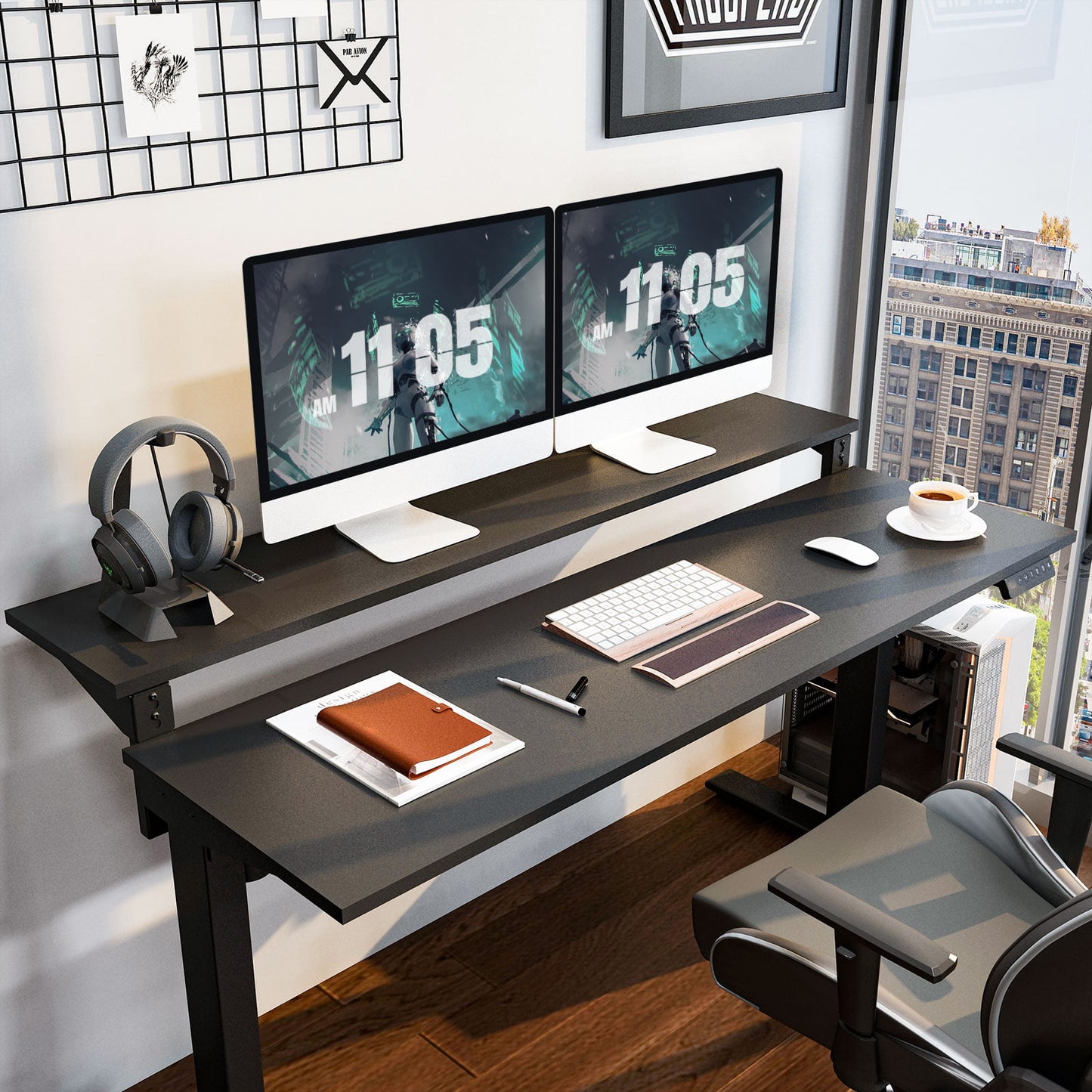 FlexiSpot 55"x28" 2-Tier Home Office Height Adjustable Standing Desk