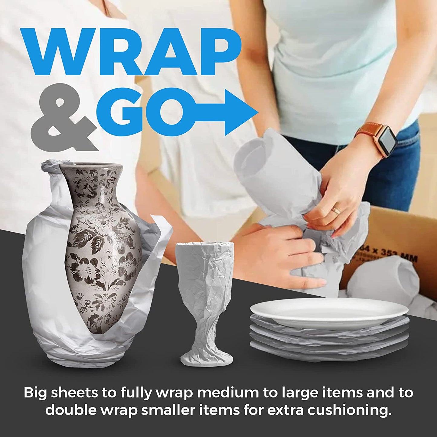 Bryco Goods Packing Paper Sheets for Moving - 10lb - 320 Sheets of Newsprint Paper - Must Have in Your Moving Supplies - 27" x 17" - Made in USA