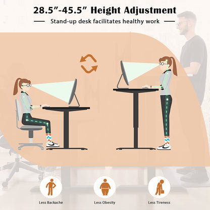 Costway L Shaped Electric Adjustable Standing Desk w/ Controller 2 Hooks Black