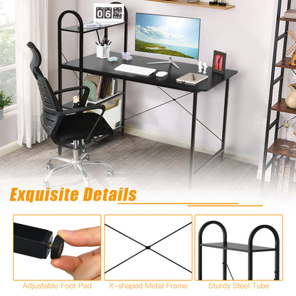 Costway 48'' Reversible Computer Desk Writing Table Workstation w/ Storage Shelf Black