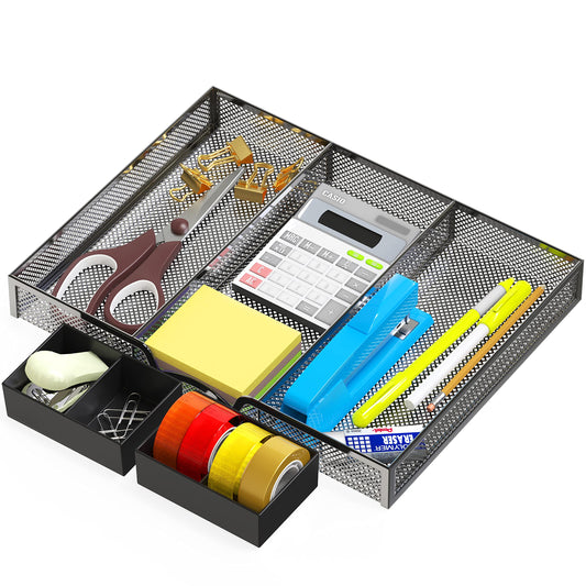 SHW Mesh Drawer Organizer Tray, Black
