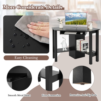 Costway Wooden Corner Desk With Drawer Computer PC Table Study Office Room Black