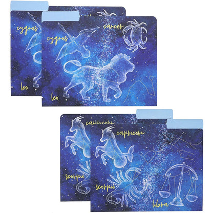 12-Pack Zodiac Constellation File Folders, Letter Size, 6 Designs