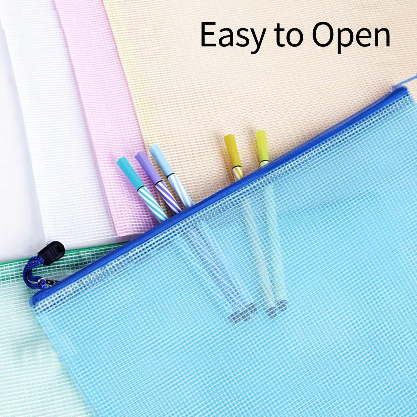 WWW A4 Plastic Zip Wallets Folder, 10PCS Mesh Zipper Pouch Document Wallet, A4 Zipper File Folders, Zip Lock Bags for School Office Household Travel Supplies