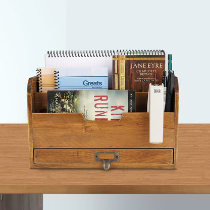 3 Tier Wooden Desk Organizer, Brown