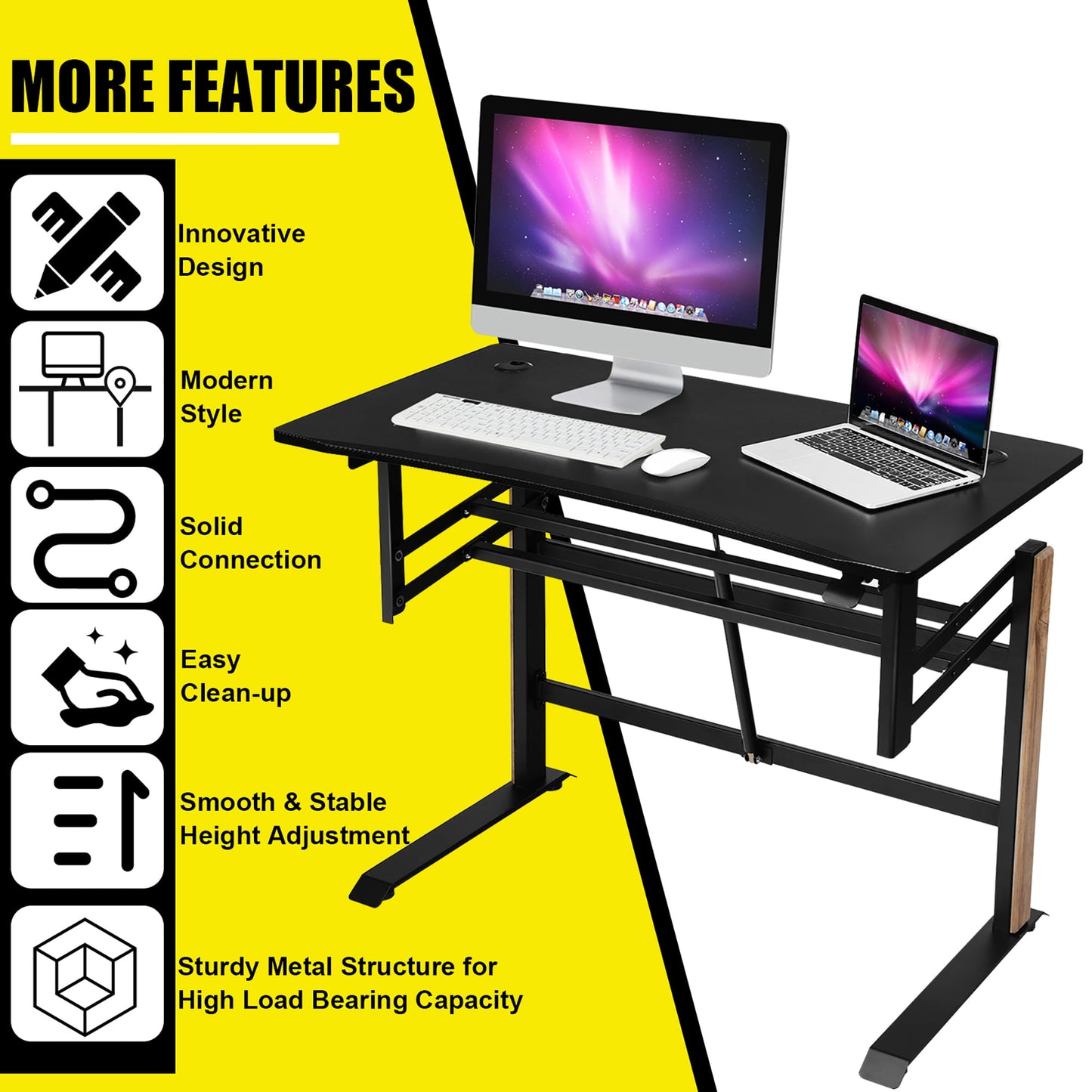 Costway Pneumatic Height Adjustable Standing Desk Sit to Stand Computer Desk Workstaion