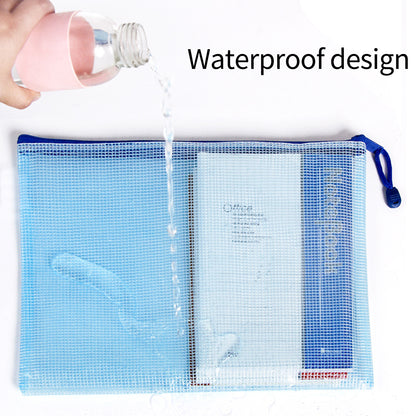 WWW A4 Plastic Zip Wallets Folder, 10PCS Mesh Zipper Pouch Document Wallet, A4 Zipper File Folders, Zip Lock Bags for School Office Household Travel Supplies