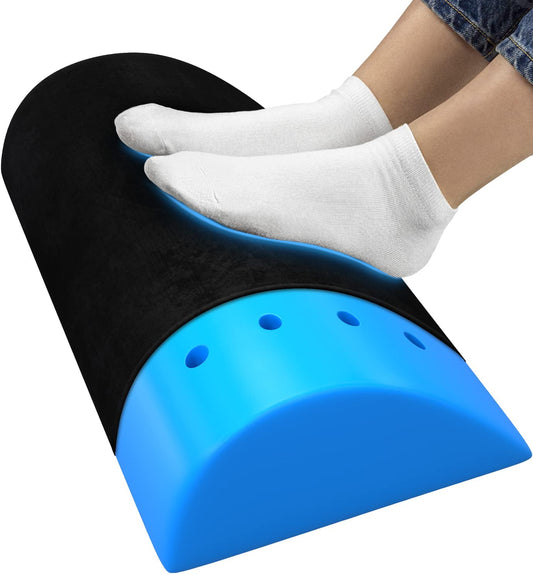 Everlasting Comfort Office Foot Rest for Under Desk - Ergonomic Cooling Gel Memory Foam Foot Stool Pillow for Work, Gaming, Computer, Office Cubicle and Home - Footrest Leg Cushion Accessories (Black)