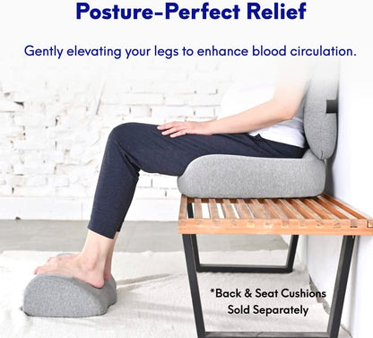 Cushion Lab Ergonomic Foot Rest for Under Desk – Patented Massage Ridge Design Memory Foam Foot Stool Pillow for Work, Home, Gaming, Computer, Office Chair – Footrest for Back & Hip Pain Relief