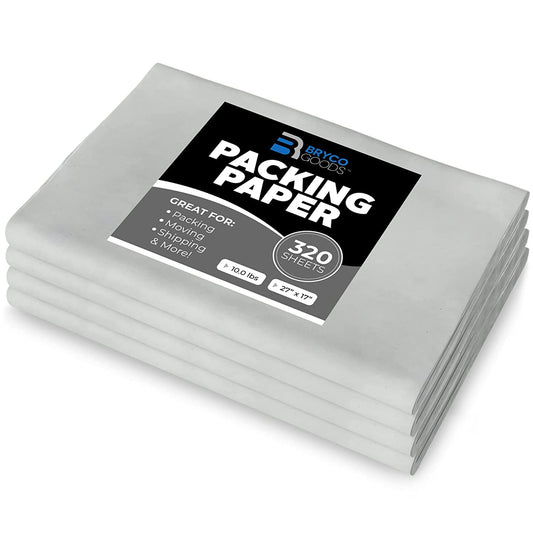 Bryco Goods Packing Paper Sheets for Moving - 10lb - 320 Sheets of Newsprint Paper - Must Have in Your Moving Supplies - 27" x 17" - Made in USA