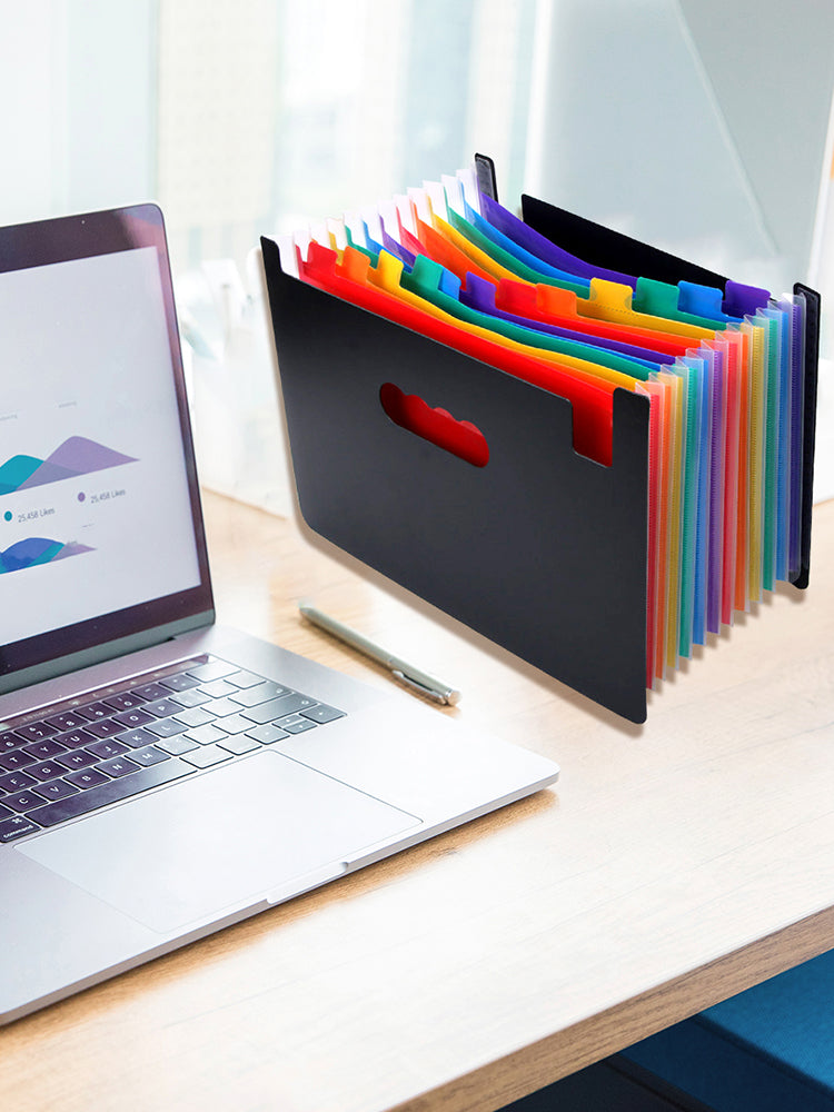 12 Pockets Expanding File Folder Portable Accordion Organizer for Document Paperwork Tax Bill or Receipt