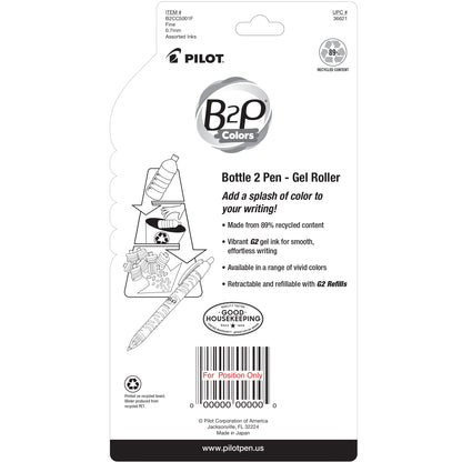 Pilot, PIL36621, Bottle to Pen (B2P) B2P BeGreen Fine Point Gel Pens, 5 / Pack