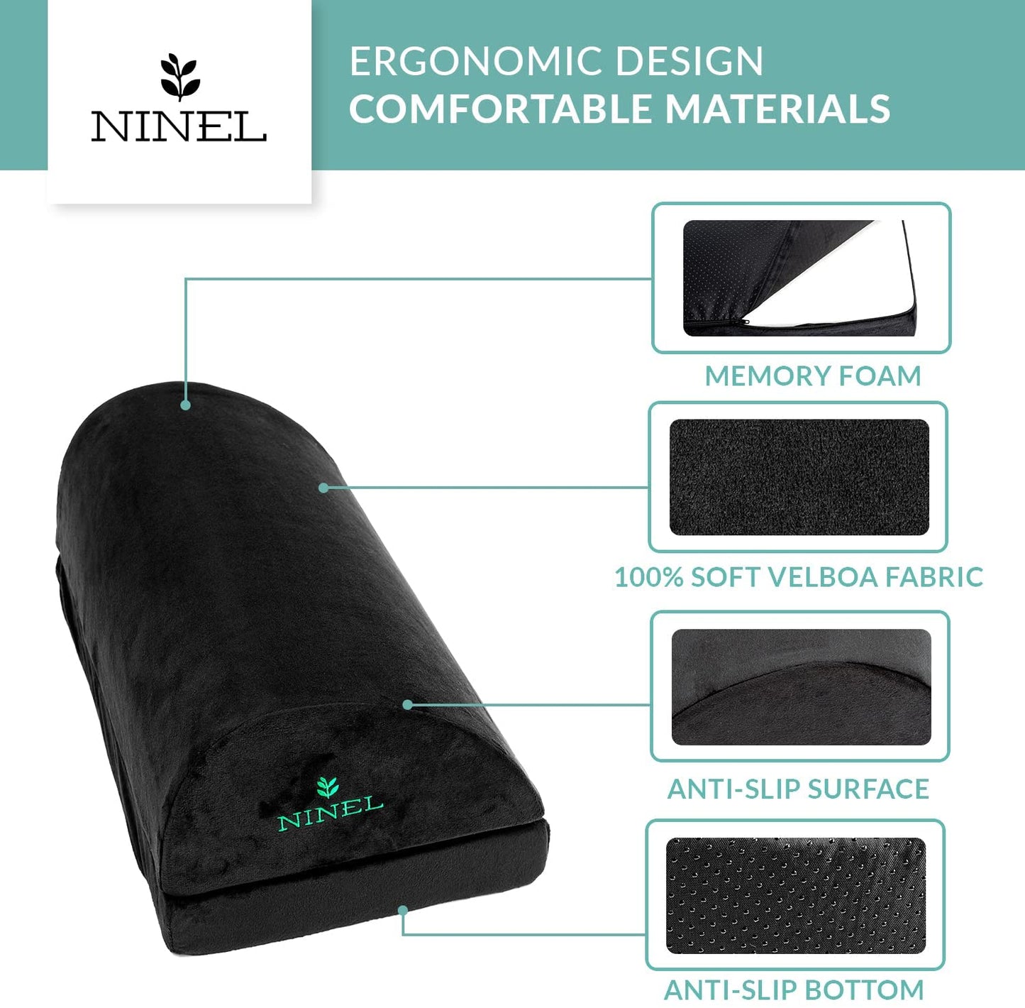 NINEL Foot Rest - Ergonomic Memory Foam Office Foot Rest - Home Office Desk Accessories