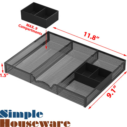 SHW Mesh Drawer Organizer Tray, Black
