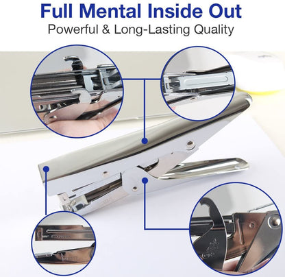 LandHope Heavy Duty Stapler, Durable Office Stapler with Stapler Remover, 1000 Staples, 20-Sheet Capacity, Metal Plier Desktop Stapler for Newspapers Homework, Silver