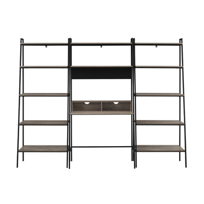 Walker Edison 3PC Home Office Wood Desk Set in Gray Wash